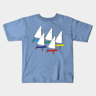 Penguin Dinghy Sailboats Racing Kids T-Shirt